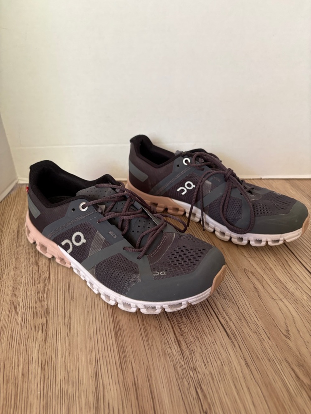 On Cloud Running Shoes in Gray with Blush Soles